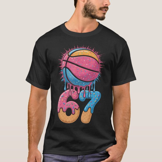 Spelare 67 Nummer 67:e B-Ball Basket Glassis T Shirt (Framsida)