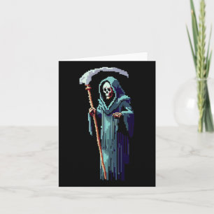 Spelare 8 Bit Pixel Art Videospel Grim Reaper Of D Kort
