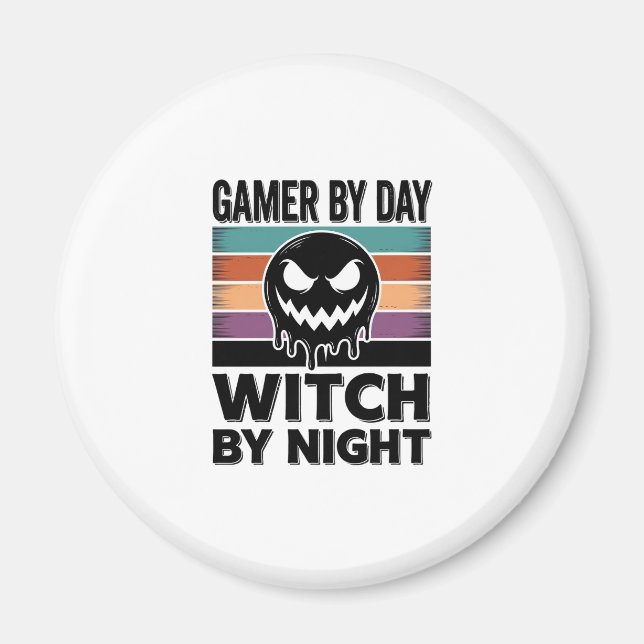 Spelare Dag Onda Häxa Natt Retro Halloween-design Magnet (Framsidan)