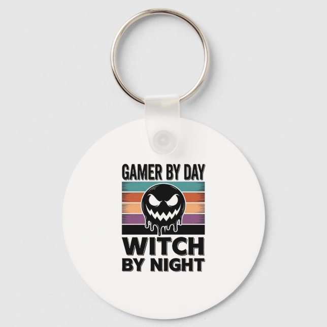 Spelare Dag Onda Häxa Natt Retro Halloween-design Nyckelring (Framsida)