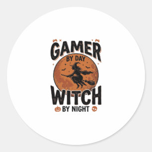 Spelare Dag Onda Häxa Natt Vintage Spel Design_ Runt Klistermärke