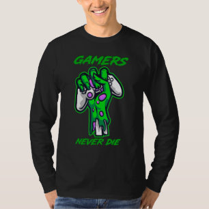 Spelare Dör Aldrig Cool Zombie Tema Spelpresent T Shirt
