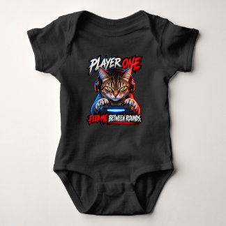 Spelare Ett Gamer Katt Röd Blå Grunge Konst T Shirt