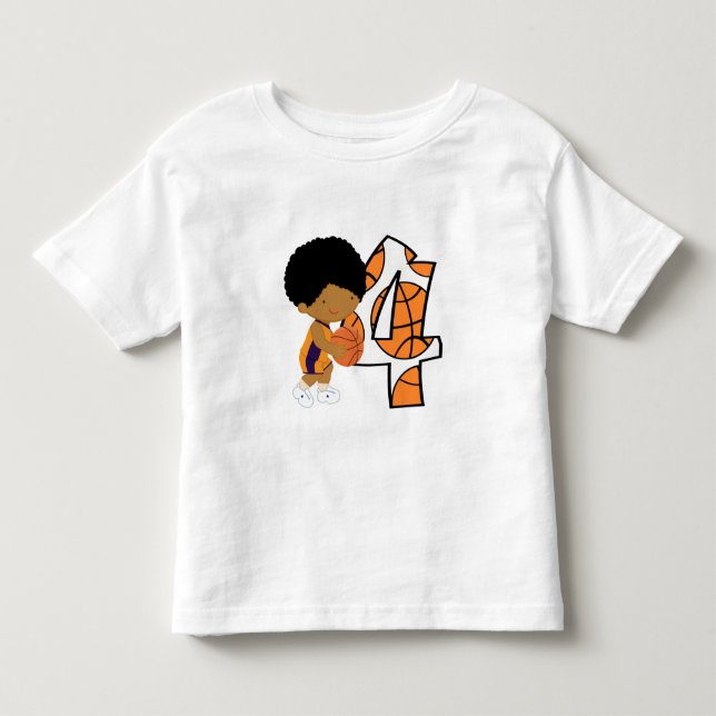 Spelare för 4e födelsedagenlila- och orangebasket t shirt (Framsida)