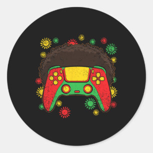 Spelare för Afro Black History Månad för Afro-hist Runt Klistermärke