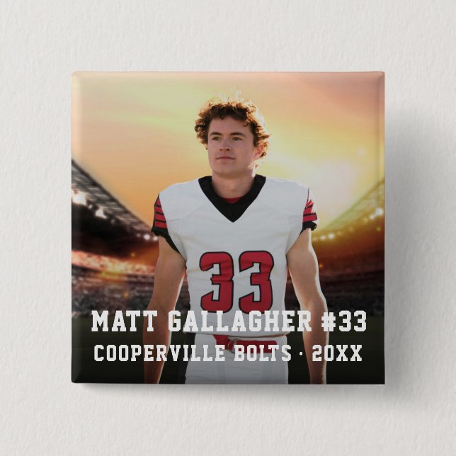 Spelare för idrottslag | Fyrkantig fotoknapp Knapp (Framsida)