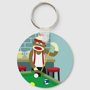Spelare för sock monkeybassängbiljard nyckelring