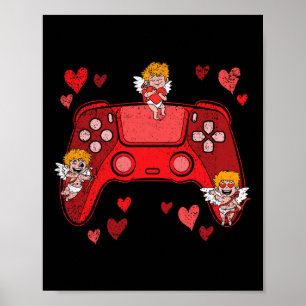 Spelare för Valentines day-spel med styrenhet Hear Poster