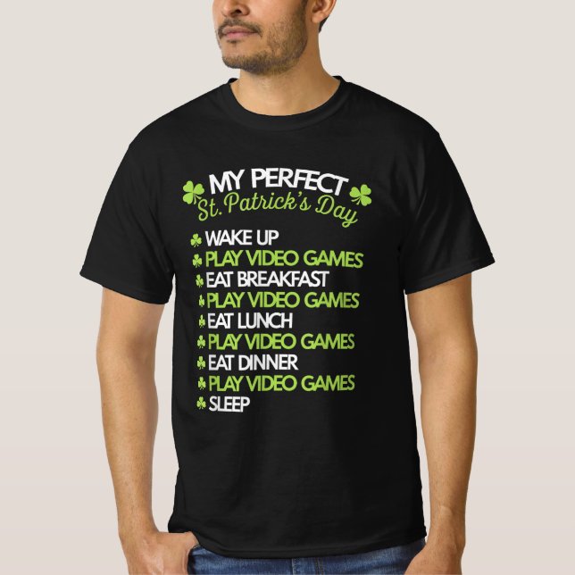 Spelare för videospel i perfekt St patricks day T Shirt (Framsida)