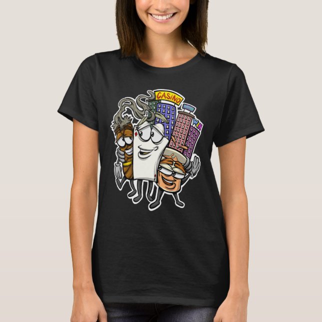 Spelare Gambling Pokercard Cigar Whiskey Friends C T Shirt (Framsida)