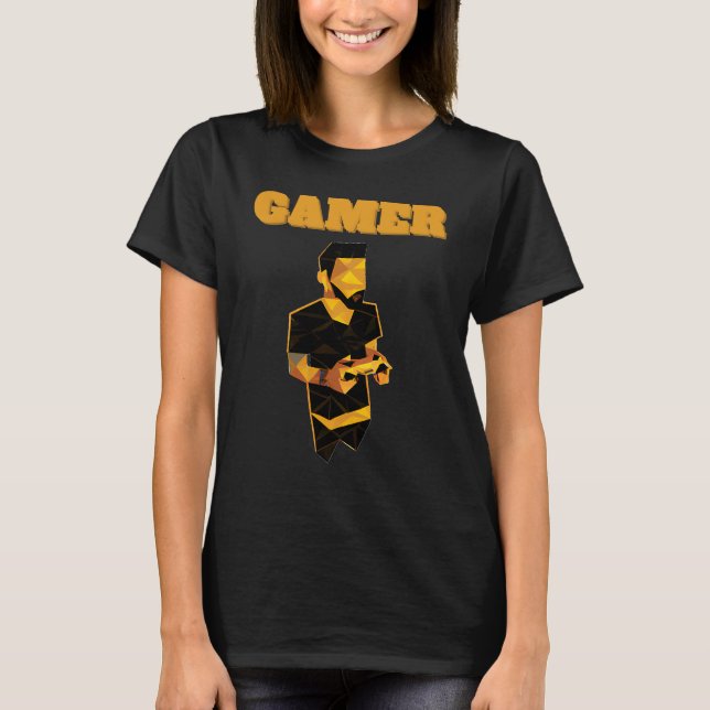 Spelare Guy som håller en Guld-videospelskontroll  T Shirt (Framsida)