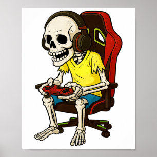 Spelare Halloween Skelett Skräckspelande TV-spel B Poster