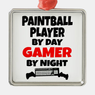 Spelare i Gamer Paintball Player Julgransprydnad Metall