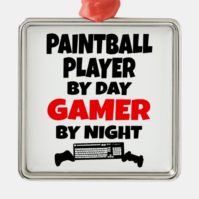 Spelare i Gamer Paintball Player Julgransprydnad Metall (Framsidan)