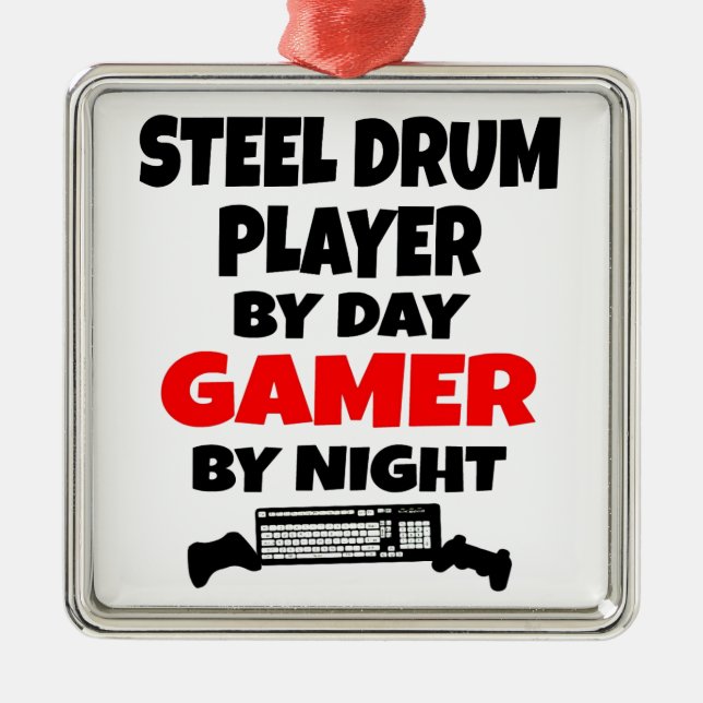 Spelare i Gamer Steel Drum Player Julgransprydnad Metall (Framsidan)