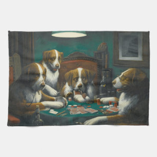 Spelare i hundar (spel med djurkort) kökshandduk