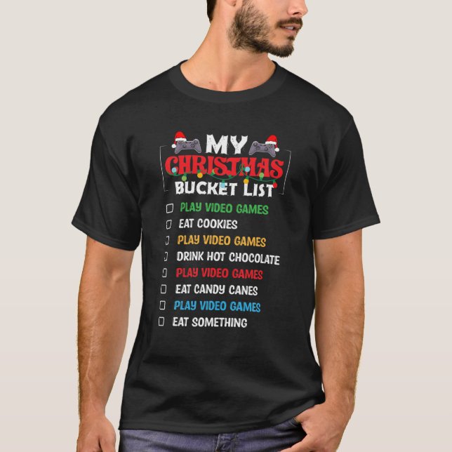 Spelare i jultomtevideospel - julklappslista t shirt (Framsida)