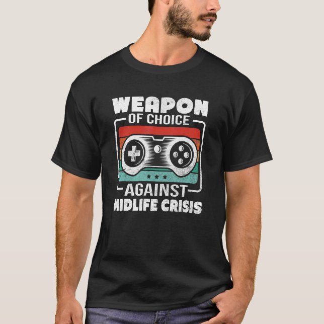 Spelare i manar i Midlife Crisis spelar videospel  T Shirt (Framsida)
