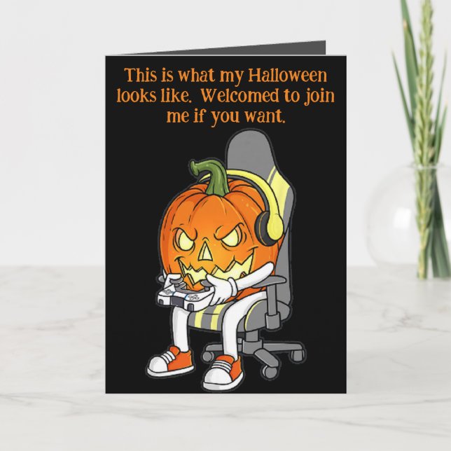 Spelare Jack O'Lantern Halloween-kort Helgkort (Framsida)