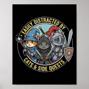 Spelare lätt distrad av katters sidouppdrag Rpg Ca Poster