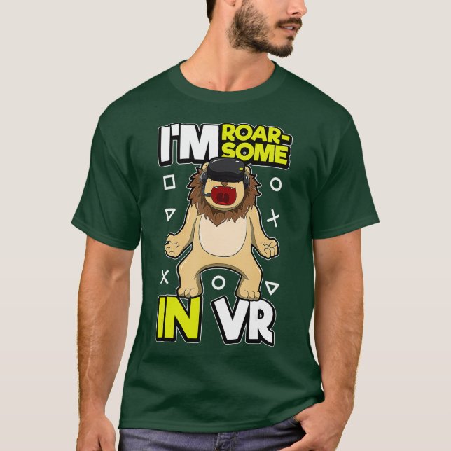 Spelare - Lejon Animal Virtuell Reality VR Pun T Shirt (Framsida)