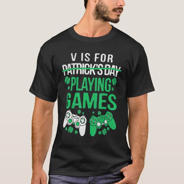 Spelare Manar Boys Spelar spel Roligt St Patrick T Shirt (Framsida)