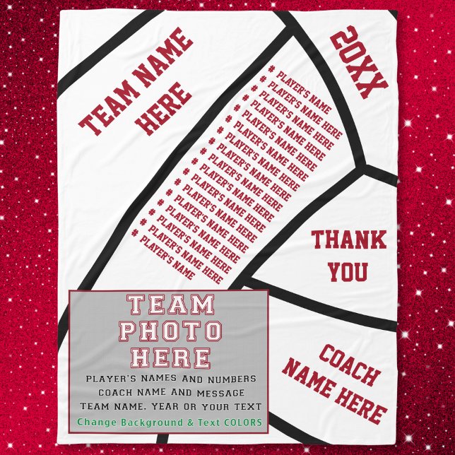 Spelare NAMN, PHOTO, Volleyball Coach Gift Ideas Fleecefilt (Volleyball Senior Night Gifts. Volleyball Coach Gift Ideas. Red, Black and White, Volleyball Blanket)