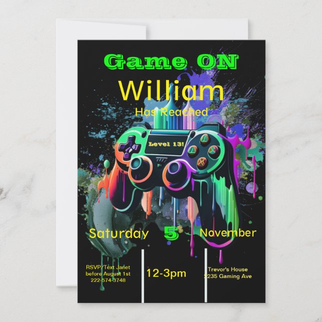 Spelare, nästa nivå, spelare 1, 13:e videospel inbjudningar (Framsida)