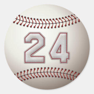 Spelare nummer 24 - Coola Baseball Stitches Runt Klistermärke