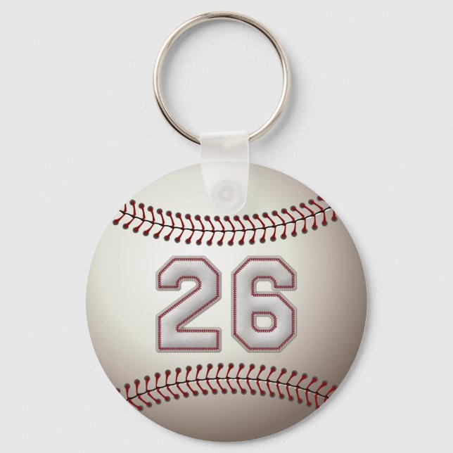 Spelare nummer 26 - Coola Baseball Stitches Nyckelring (Framsida)