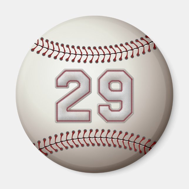 Spelare nummer 29 - Coola Baseball Stitches Magnet (Framsidan)