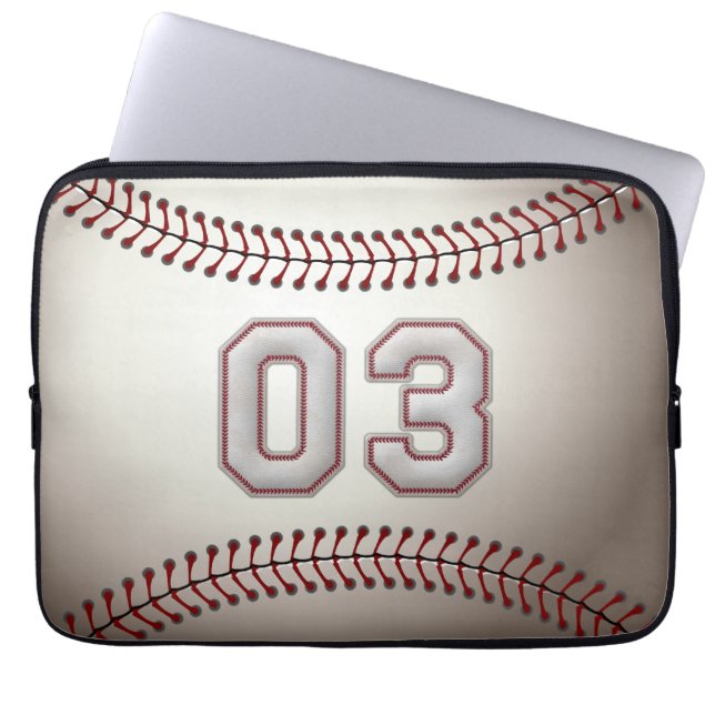 Spelare numrerar 03 - kall baseball syr laptop sleeve (Framsidan)