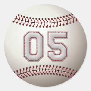 Spelare numrerar 05 - kall baseball syr runt klistermärke