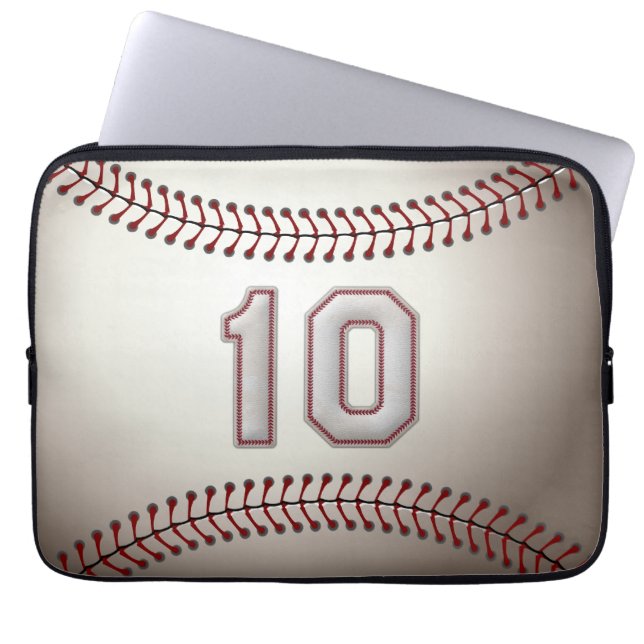 Spelare numrerar 10 - kall baseball syr laptop sleeve (Framsidan)