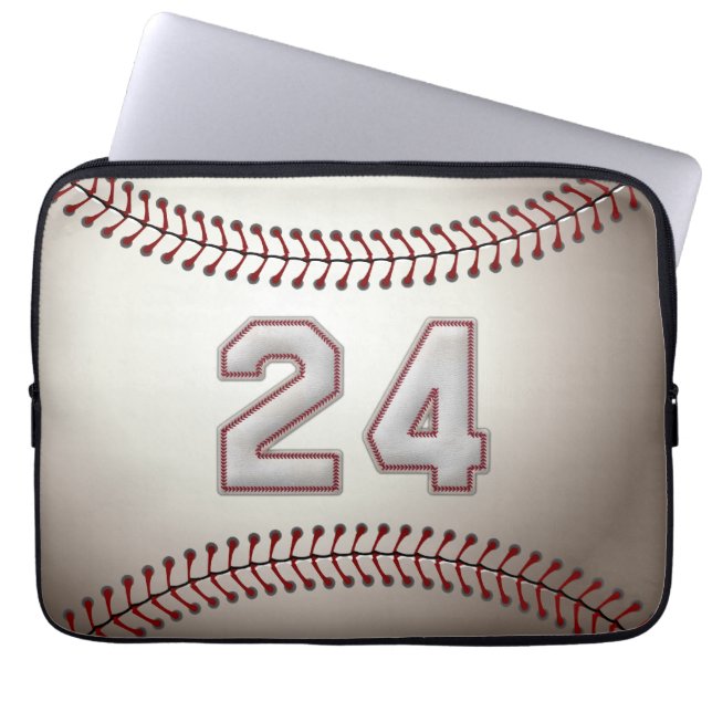 Spelare numrerar 24 - kall baseball syr laptop sleeve (Framsidan)