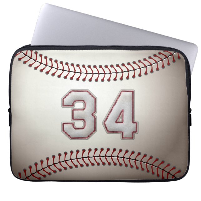 Spelare numrerar 34 - kall baseball syr laptop sleeve (Framsidan)
