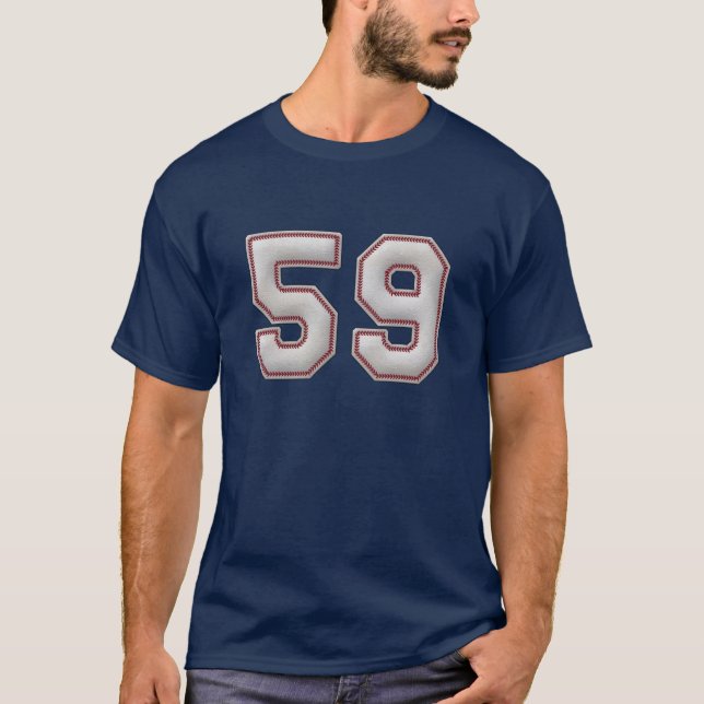 Spelare numrerar 59 - kall baseball syr t shirt (Framsida)