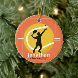 Spelare på Tennis Court Personlig Sporty Julgransprydnad Keramik