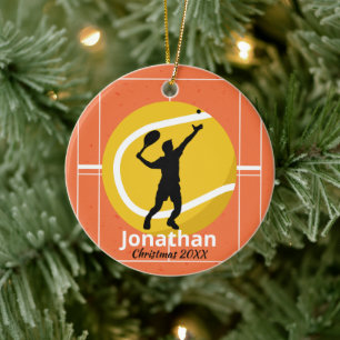 Spelare på Tennis Court Personlig Sporty Julgransprydnad Keramik
