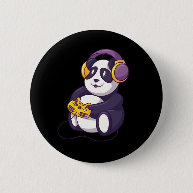 Spelare Panda spelar videospel Knapp (Framsida)