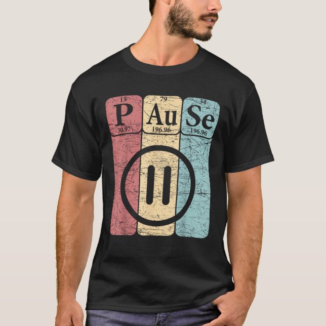 Spelare Pause Periodic Bord Inslag Gaming Nerdy T Shirt (Framsida)