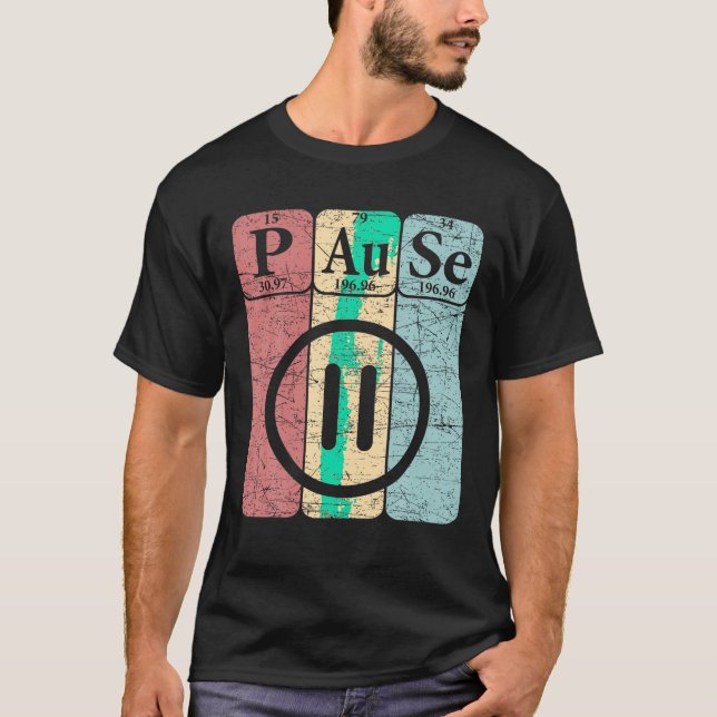 Spelare Pause Periodic Bord Inslag Gaming Nerdy T T Shirt (Framsida)