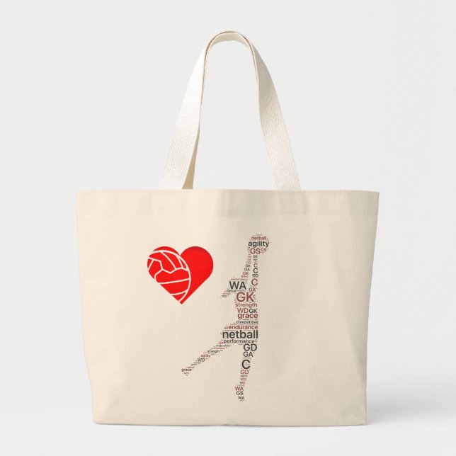 Spelare placerar netballen för målskytttemat jumbo tygkasse (Framsidan)