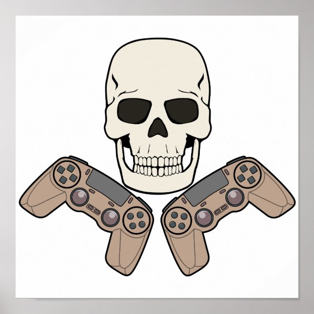 SPELARE SKALLE Jolly Roger Digital nedladdningsbar Poster (Framsidan)