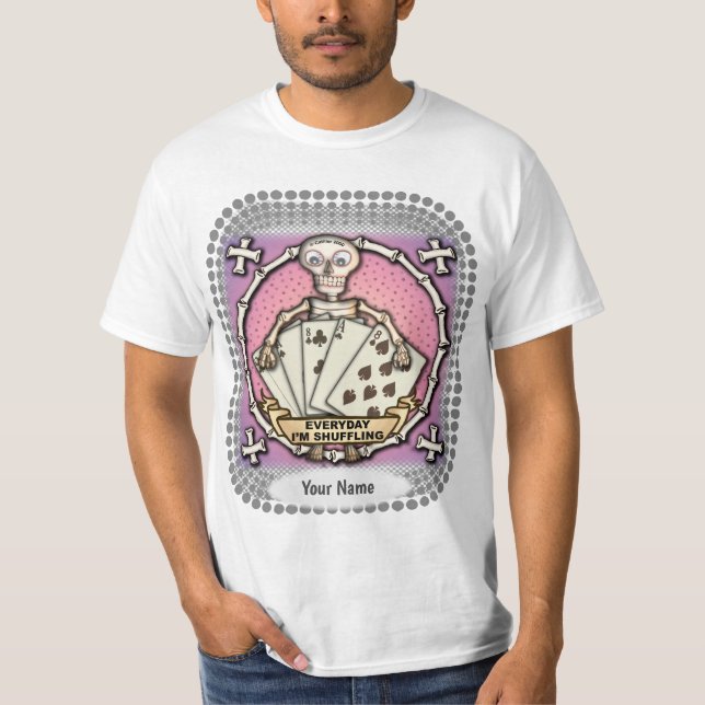Spelare Skeleton Poker T-Shirt (Framsida)
