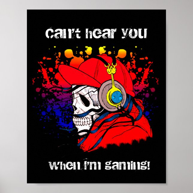 Spelare Skull med hörlurar Poster (Framsidan)