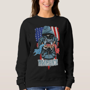 Spelare som innehar Joystick och Amerika Flagga 4: T Shirt