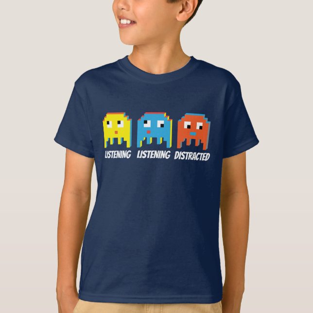 Spelare som lyssnar lyssnar distraherade barn t-sh t shirt (Framsida)