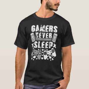 Spelare sover aldrig Vintage Heart Video Games Boy T Shirt