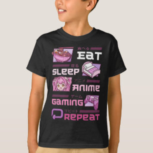 Spelare Spelande Videospel Roligt Äta Sova Anime S T Shirt